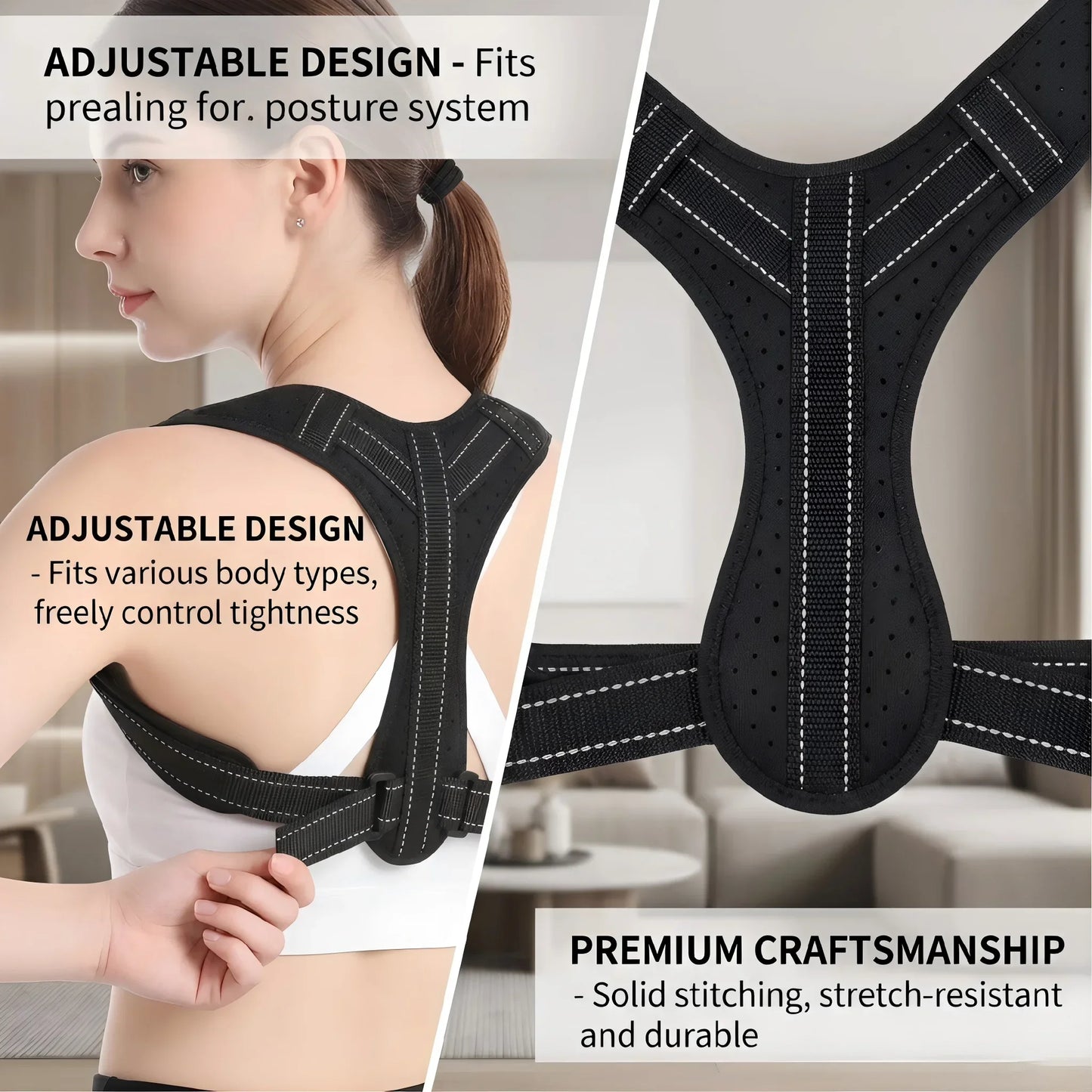 Unisex Breathable Back Posture Correction Belt Hunchback Prevention Sitting Posture Shaping Aid for Correct Body Alignment