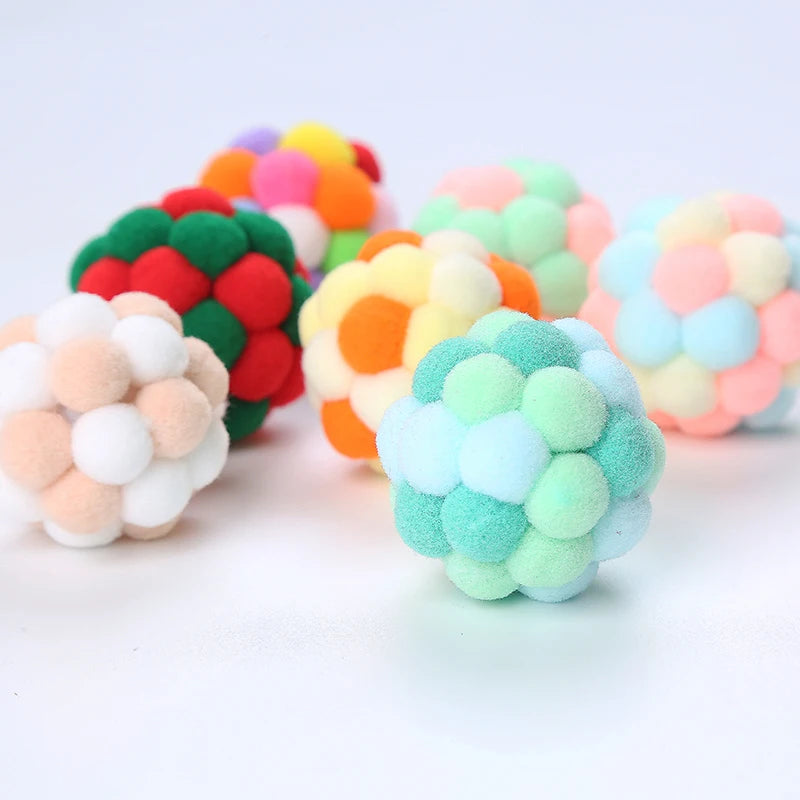 Cat toys Colorful handmade bell ball Elastic ball interactive chase pet supplies