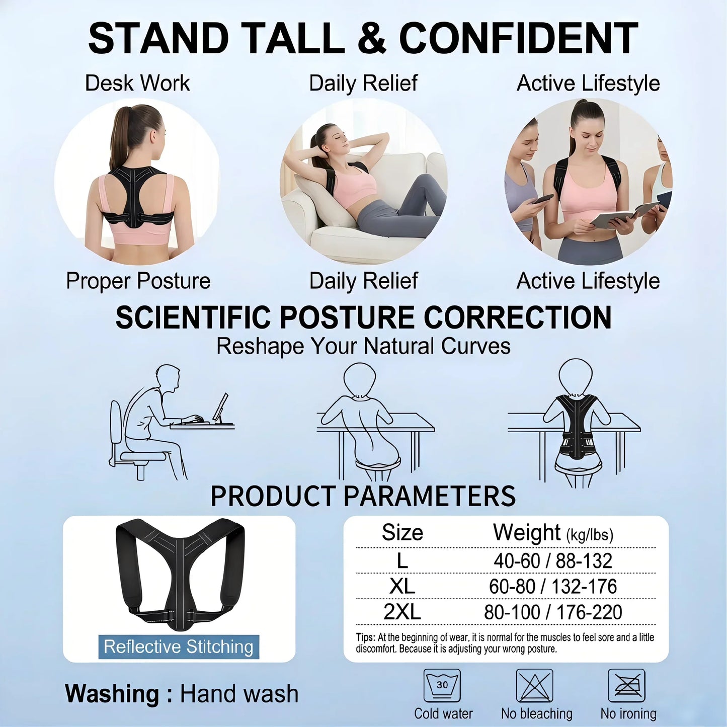 Unisex Breathable Back Posture Correction Belt Hunchback Prevention Sitting Posture Shaping Aid for Correct Body Alignment