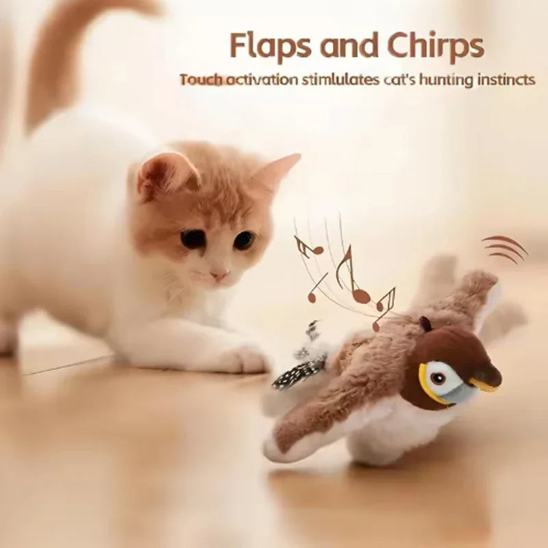 Interactive Cat Toys Interactive Toys Dog Rechargeable Chirping Flapping Bird(no Flying) Touch Activated Plush Pet Cat Toy