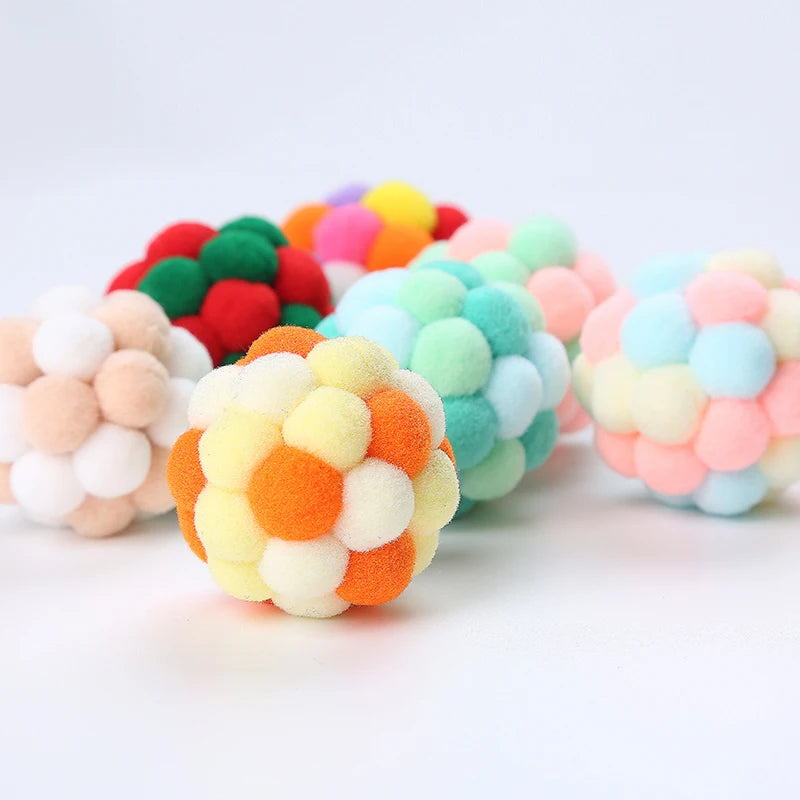 Cat toys Colorful handmade bell ball Elastic ball interactive chase pet supplies